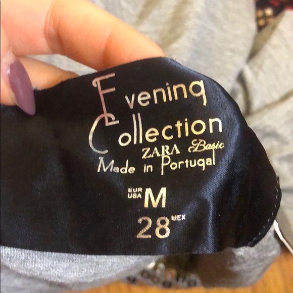 Zara Grey Sparkly With Black text 3/4 sleeve Top - Picture 5 of 6